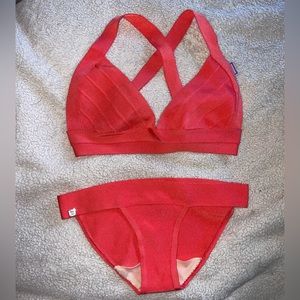 Herve Leger- Bandage Bikini in Coral